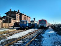 Winterimpression im Bahnhof Egeln mit VT2.37, SKL, 215 004